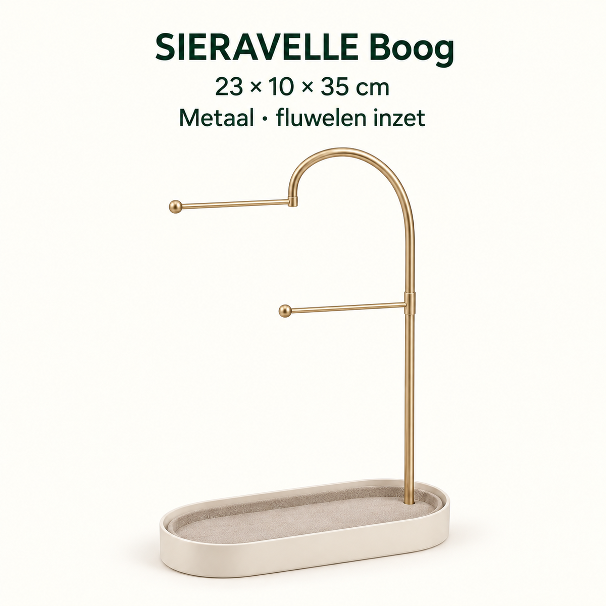 SIERAVELLE Boog sieradenhouder met twee armen en schaaltje