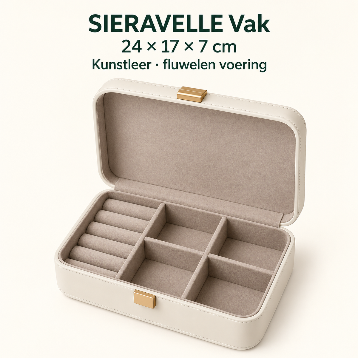 SIERAVELLE Vak sieradendoos met verstelbare vakken