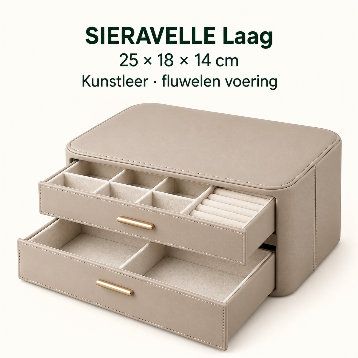 SIERAVELLE Laag sieradenkastje met twee lades